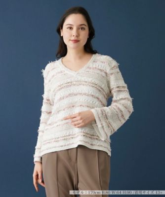 Leilian PLUS HOUSE / レリアンプラスハウス Vネックニットプルオーバー Vネックニットプルオーバー | Leilian plus house (Women