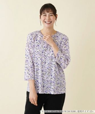Leilian plus house (Women/大きいサイズ)/レリアン　プラスハウス 【店舗人気】ドットプリント7分袖カットソー