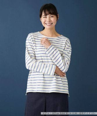 ＜Leilian plus house (Women/大きいサイズ)＞ボーダーロングスリーブカットソー