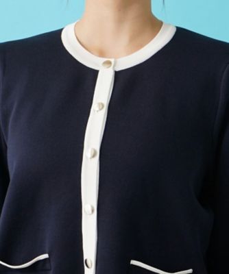 新品タグ付き レリアン バイカラー ニットカーディガン 13＋ 大きいサイズ バイカラーニットカーディガン | Leilian plus house (Women/大きい