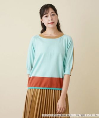 Leilian plus house (Women/大きいサイズ)/レリアン　プラスハウス カラーブロッキングニットプルオーバー