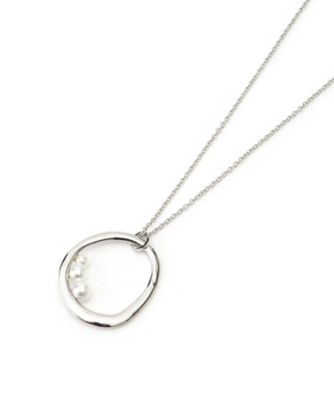 ＜Leilian plus house (Women/大きいサイズ)＞パールモチーフ付きフープペンダント