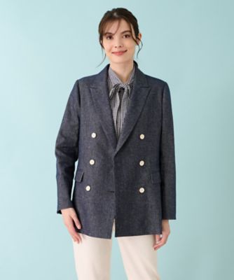 ストレッチデニム調ダブルブレストジャケット | Leilian plus