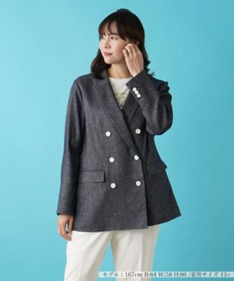 ＜Leilian plus house (Women/大きいサイズ)＞ストレッチデニム調ダブルブレストジャケット