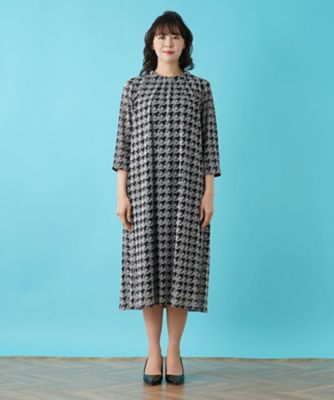 【セール】福袋/福箱ファッション通販 洗える千鳥格子ワンピース【パワーネット素材】 | plus Leilian ワンピース