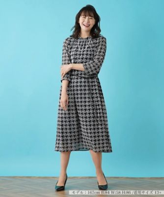 ＜Leilian plus house (Women/大きいサイズ)＞洗える千鳥格子ワンピース【パワーネット素材】