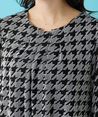 千鳥格子柄刺繍プルオーバーブラウス | Leilian plus house