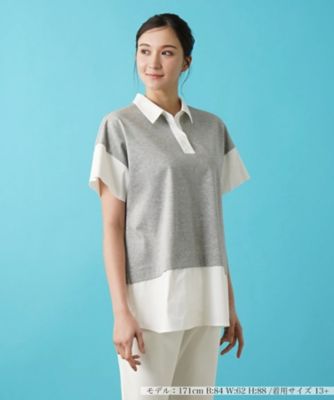 ＜Leilian plus house (Women/大きいサイズ)＞シャツ切替え半袖プルオーバー