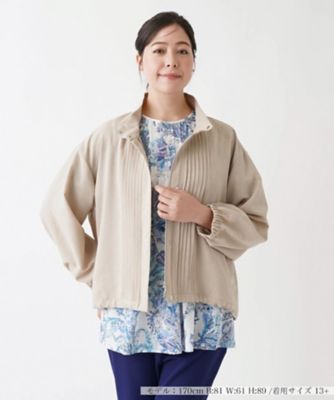 【SALE】【送料無料】Leilian plus house (Women/大きいサイズ)/レリアン プラスハウス スタンドカラーブルゾン【Leilian:EZUMI】182ベージュ コート・ジャケット【三越伊勢丹/公式】