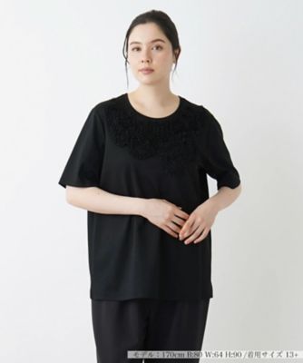 ＜Leilian plus house (Women/大きいサイズ)＞Ｔシャツ【Ｌｅｉｌｉａｎ　ＷＨＩＴＥ　ＬＡＢＥＬ】
