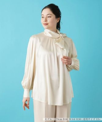 ＜Leilian plus house (Women/大きいサイズ)＞スタンドカラーサテンブラウス【ＥＴＥＲＮＡＬ】