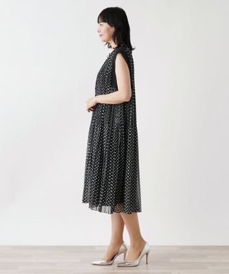 レリアンプラスハウス　ドット柄プリーツワンピース 店舗人気】ドット柄ワンピース【プラス企画】 | Leilian plus house