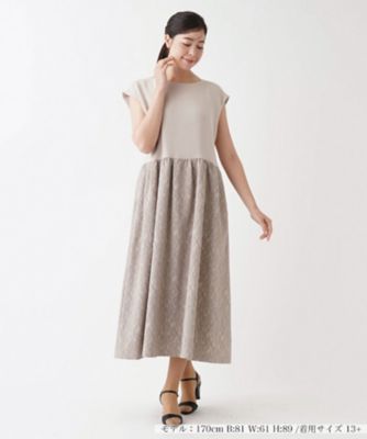 ＜Leilian plus house (Women/大きいサイズ)＞フレンチスリーブワンピース【ＮＥＷ　ＦＯＲＭＡＬ】