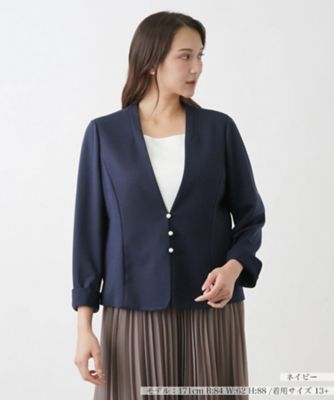 ＜Leilian plus house (Women/大きいサイズ)＞ノーカラージャケット【Ｌｅｉｌｉａｎ　ＷＨＩＴＥ　ＬＡＢＥＬ】