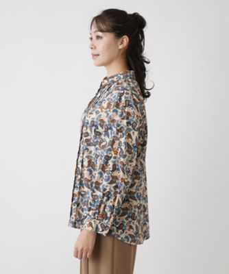 Leilian PLUS HOUSE / レリアンプラスハウス 【店舗人気】バンドカラーブラウス【プラス企画】 店舗人気】ストライプバンドカラーブラウス【プラス企画