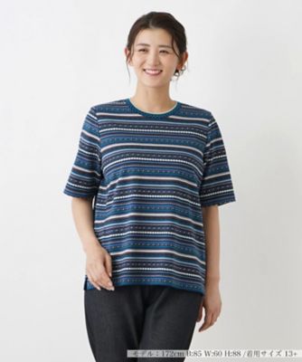 ＜Leilian plus house (Women/大きいサイズ)＞クルーネックＴシャツ【Ｌｅｉｌｉａｎ　ＷＨＩＴＥ　ＬＡＢＥＬ】