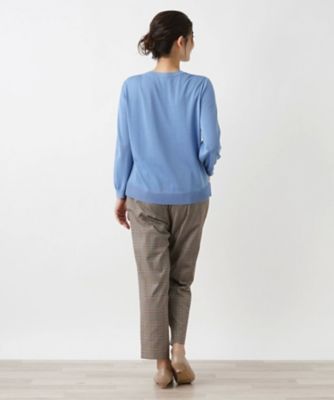 Leilian PLUS HOUSE / レリアンプラスハウス ミックスカラークルーネックニットプルオーバー ミックスカラークルーネックニットプルオーバー | Leilian plus