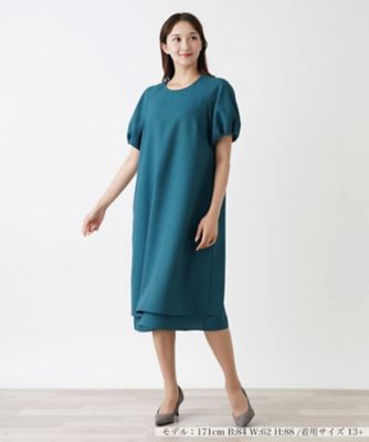 ＜Leilian plus house (Women/大きいサイズ)＞【店舗人気】パフスリーブワンピース【Ｌｅｉｌｉａｎ　ＷＨＩＴＥ　ＬＡＢＥＬ】