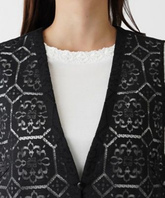 【店舗人気】レースロングベスト【Ｌｅｉｌｉａｎ　ＷＨＩＴＥ　ＬＡＢＥＬ】