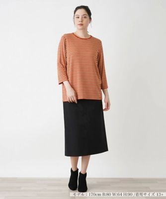 大きいサイズ！レリアンプラスハウス ボーダータックデザインカットソー近年商品 ボーダーカットソー | Leilian plus house (Women/大きいサイズ