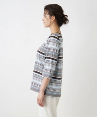 Leilian PLUS HOUSE / レリアンプラスハウス 七分丈ボーダーカットソー【プラス企画】 七分丈ボーダーカットソー【プラス企画】|レリアン プラスハウス