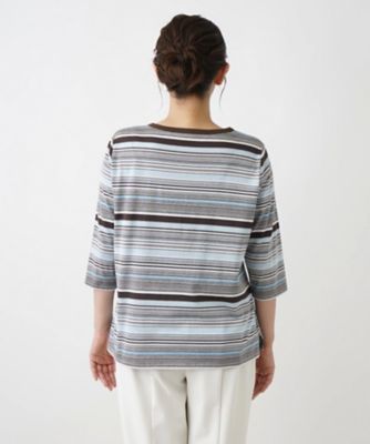Leilian PLUS HOUSE / レリアンプラスハウス 七分丈ボーダーカットソー【プラス企画】 七分丈ボーダーカットソー【プラス企画】|レリアン プラスハウス