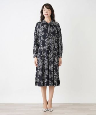 ボウタイフレアワンピース【ＲＯＣＨＡＳ　Ｐｒｅｍｉｅｒｅ】