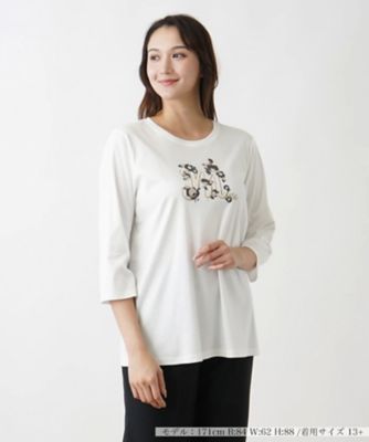 Leilian PLUS HOUSE / レリアンプラスハウス クロップドスリーブカットソー【MUSE BY ROCHAS Premiere】 クロップドスリーブカットソー【MUSE BY ROCHAS