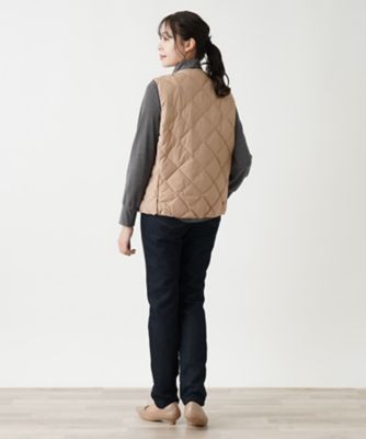 美品 レリアン ダウンベスト リモンタ×タイオン 大きいサイズ13＋ ベージュ 店舗人気】ダウンベスト【LIMONTA EAST×TAION