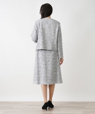 ノーカラージャケット・ミモレスカートスーツセット