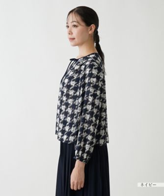 千鳥格子柄ブラウス【Leilian WHITE LABEL