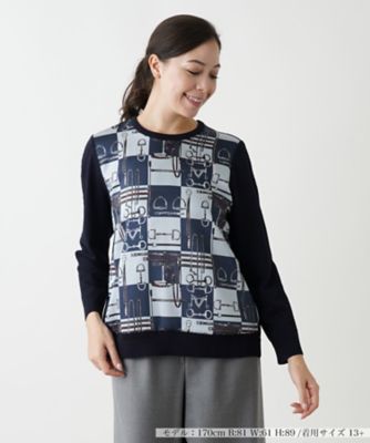 ＜Leilian plus house (Women/大きいサイズ)＞【ＲＯＣＨＡＳ　Ｐｒｅｍｉｅｒｅ】【ＲＡＴＴＩ】ニットタイプ