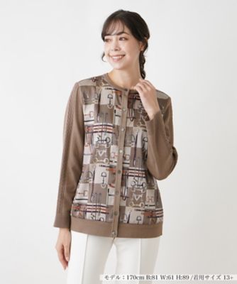 ＜Leilian plus house (Women/大きいサイズ)＞異素材切り替えカーディガン【ＲＯＣＨＡＳ　Ｐｒｅｍｉｅｒｅ】【ＲＡＴＴＩ】