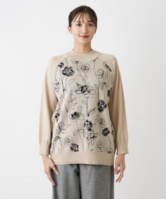 ローズ柄ニット【ＲＯＣＨＡＳ　Ｐｒｅｍｉｅｒｅ】