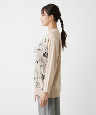 ローズ柄ニット【ＲＯＣＨＡＳ　Ｐｒｅｍｉｅｒｅ】
