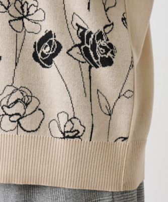 ローズ柄ニット【ＲＯＣＨＡＳ　Ｐｒｅｍｉｅｒｅ】