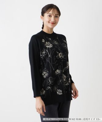 ＜Leilian plus house (Women/大きいサイズ)＞ローズ柄ニット【ＲＯＣＨＡＳ　Ｐｒｅｍｉｅｒｅ】