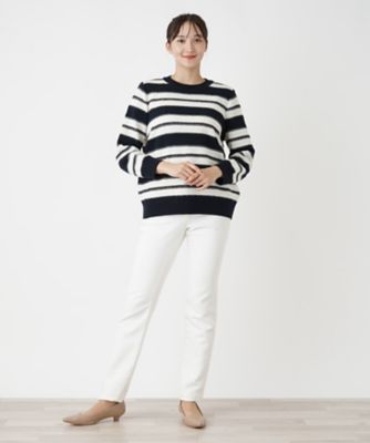 ボーダークルーネックニット【ＲＯＣＨＡＳ　Ｐｒｅｍｉｅｒｅ】
