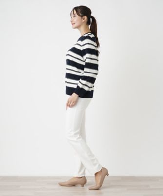ボーダークルーネックニット【ＲＯＣＨＡＳ　Ｐｒｅｍｉｅｒｅ】