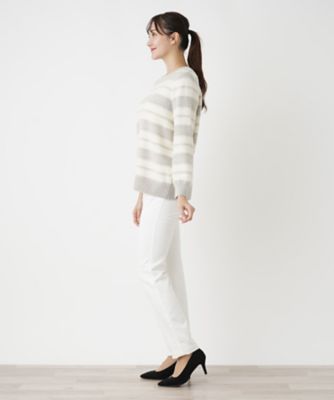 ボーダークルーネックニット【ＲＯＣＨＡＳ　Ｐｒｅｍｉｅｒｅ】