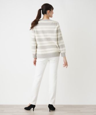 ボーダークルーネックニット【ＲＯＣＨＡＳ　Ｐｒｅｍｉｅｒｅ】