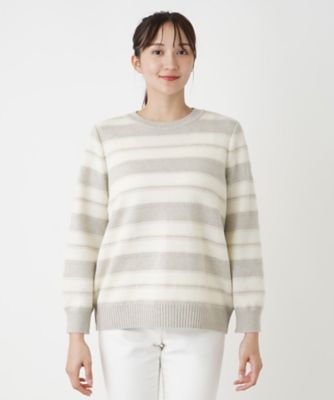 ボーダークルーネックニット【ＲＯＣＨＡＳ　Ｐｒｅｍｉｅｒｅ】