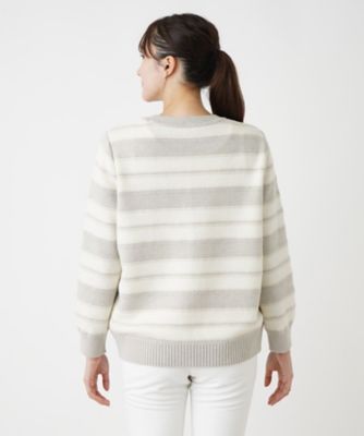 ボーダークルーネックニット【ＲＯＣＨＡＳ　Ｐｒｅｍｉｅｒｅ】