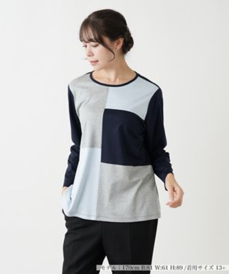 ＜Leilian plus house (Women/大きいサイズ)＞マルチブロックカットソー【プラス企画】