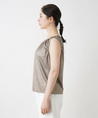 シャイニーノースリーブカットソー【Ｌｅｉｌｉａｎ　ＷＨＩＴＥ　ＬＡＢＥＬ】