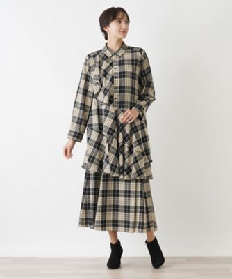 タータンチェックシャツブラウス | Leilian plus house (Women/大きい