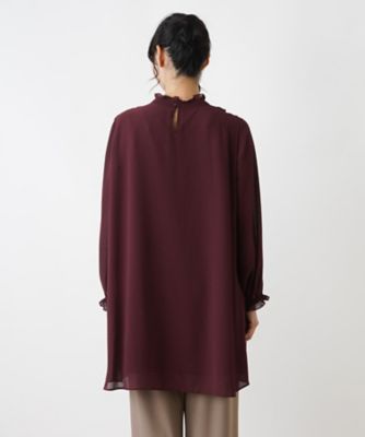 チュニック丈フロントフリルブラウス