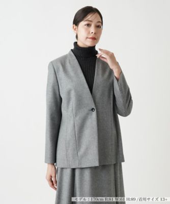 美品✨Leilian XL ノーカラーサマージャケット ウール100% グレー ノーカラージャケット【プラス企画】 | Leilian plus house (Women