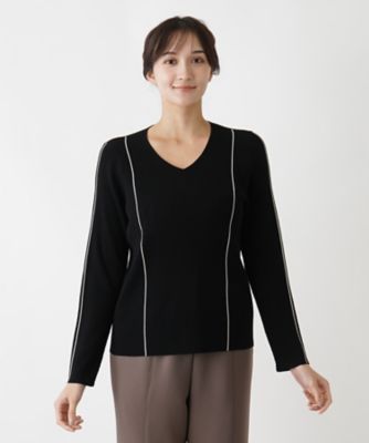 完売 美品 レリアン プラスハウス 2023年 ドロップショルダーVネックニット Vネックデザインセーター | Leilian plus house (Women/大きい