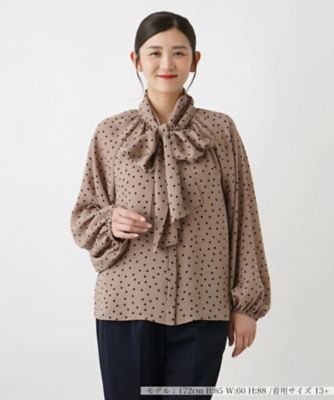 ＜Leilian plus house (Women/大きいサイズ)＞ドット柄ボウタイブラウス